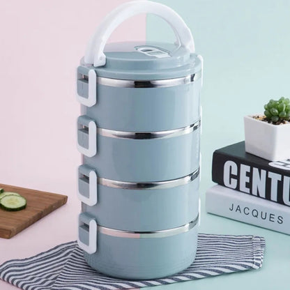 3-Layer 2.1L Stainless Steel Insulation Container Lunch Box Food Bento Box(Random Color Delivery) by bashfashion