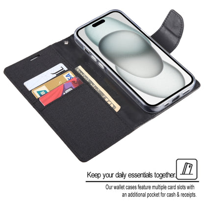 For iPhone 15 Plus GOOSPERY CANVAS DIARY Fabric Texture Flip Leather Phone Case(Green) by GOOSPERY