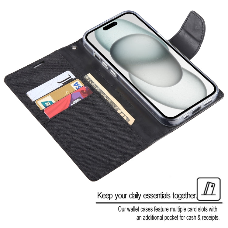 For iPhone 15 Pro Max GOOSPERY CANVAS DIARY Fabric Texture Flip Leather Phone Case(Grey) by GOOSPERY