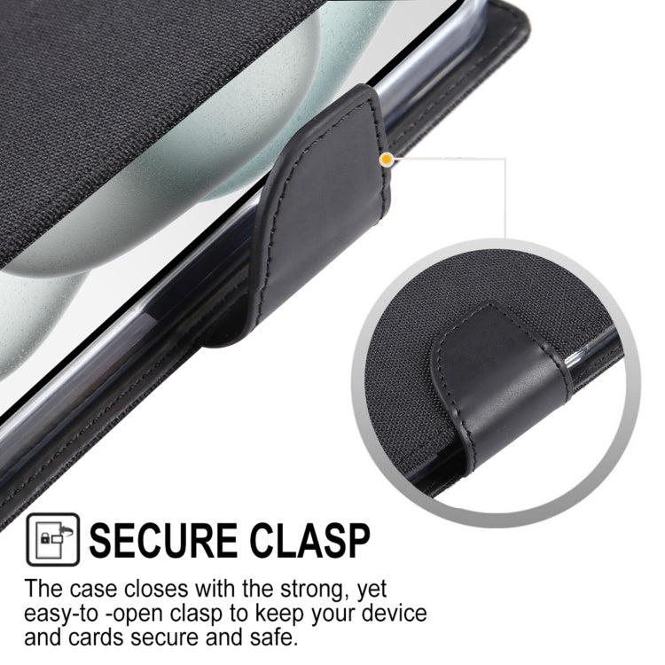 For iPhone 15 Pro Max GOOSPERY CANVAS DIARY Fabric Texture Flip Leather Phone Case(Grey) by GOOSPERY