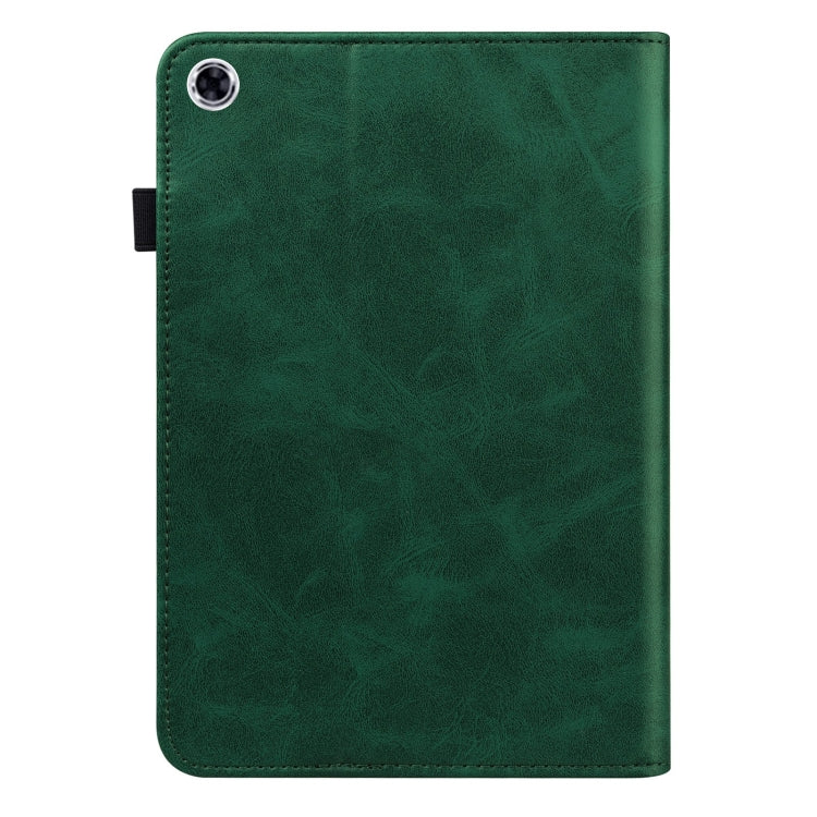 For Samsung Galaxy Tab A9 Solid Color Stripe Embossed Leather Tablet Case(Green) by bashfashion