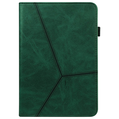 For Samsung Galaxy Tab A9+ Solid Color Stripe Embossed Leather Tablet Case(Green) by bashfashion