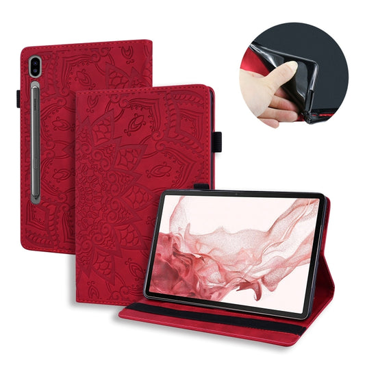 For Samsung Galaxy Tab S9 FE+ Calf Texture Embossed Leather Tablet Case(Red) by bashfashion