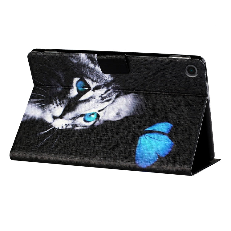 For Samsung Galaxy Tab A11+ / A9+ Colored Drawing Horizontal Flip PU Tablet Case with Sleep / Wake-up Function(Butterfly Cat) by bashfashion