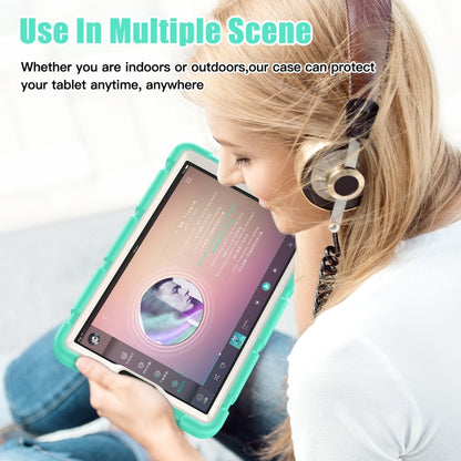 For Samsung Galaxy Tab A9 / Tab A11 3-Layer Protection Screen Frame + PC + Silicone Shockproof Combination Tablet Case with Holder(Mint Green) by bashfashion