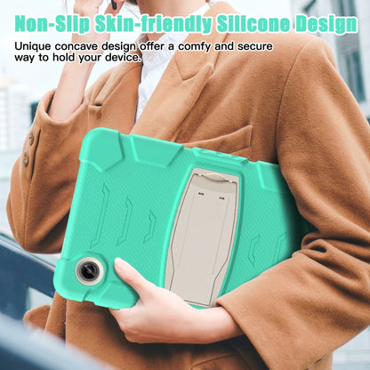 For Samsung Galaxy Tab A9 / Tab A11 3-Layer Protection Screen Frame + PC + Silicone Shockproof Combination Tablet Case with Holder(Mint Green) by bashfashion