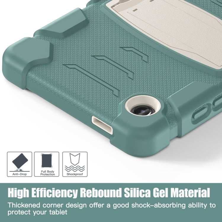 For Samsung Galaxy Tab A9 / Tab A11 3-Layer Protection Screen Frame + PC + Silicone Shockproof Combination Tablet Case with Holder(Emerald Green) by bashfashion