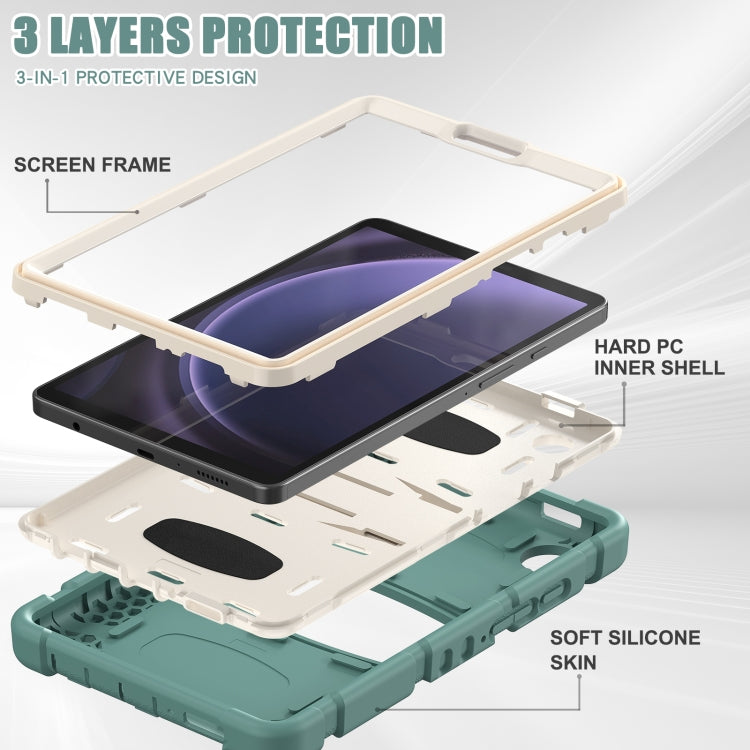 For Samsung Galaxy Tab A9 / Tab A11 3-Layer Protection Screen Frame + PC + Silicone Shockproof Combination Tablet Case with Holder(Emerald Green) by bashfashion