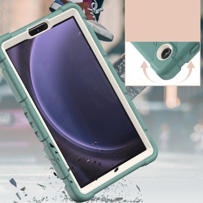 For Samsung Galaxy Tab A9 / Tab A11 3-Layer Protection Screen Frame + PC + Silicone Shockproof Combination Tablet Case with Holder(Emerald Green) by bashfashion