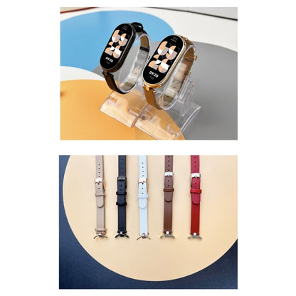 For Xiaomi Smart Band 10 / 9 / 8 Mijobs First Layer Cowhide Watch Band(White Rose Gold) by MIJOBS