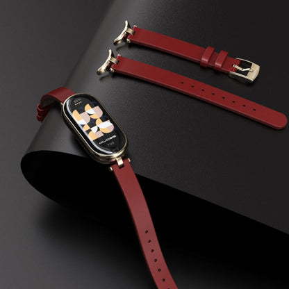 For Xiaomi Smart Band 10 / 9 / 8 Mijobs First Layer Cowhide Watch Band(White Rose Gold) by MIJOBS