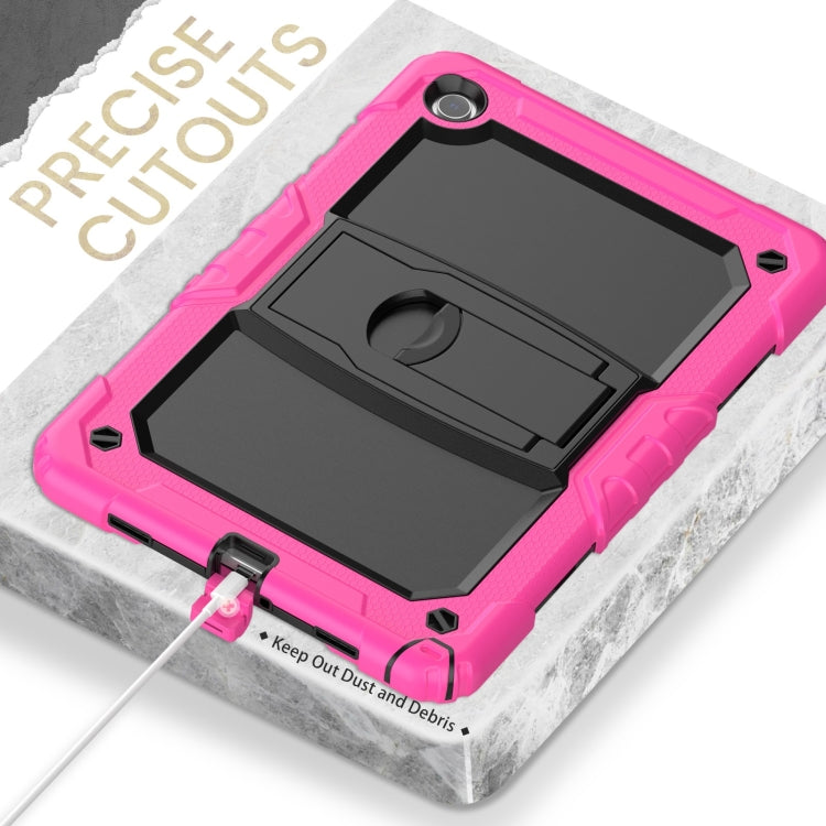 For Samsung Galaxy Tab A11+ / A9+ Silicone Hydric PC Tablet Case with Shoulder Strap & Holder(Rose Red) by bashfashion