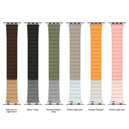 For Apple Watch Series 4 44mm Two Color Loop Magnetic Silicone Watch Band(Orange+Starlight) by bashfashion