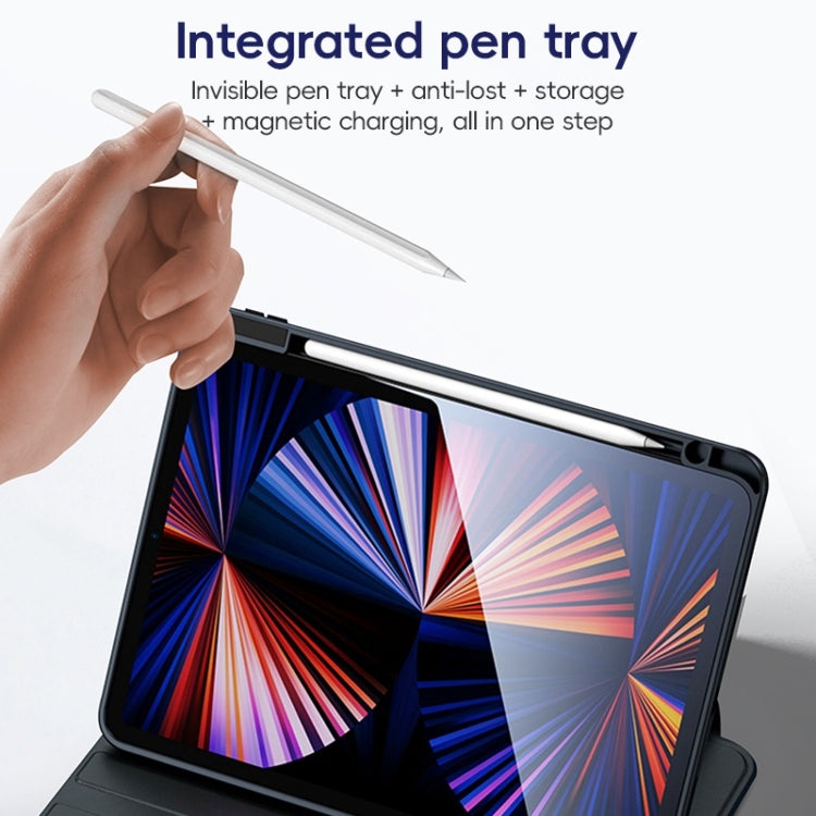 For iPad Pro 12.9 2022/2021/2020 ZGA Tri-Fold 360 Rotation Smart Leather Tablet Case(Black) by ZGA