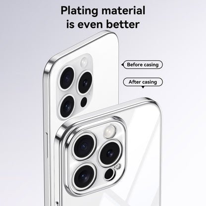 For iPhone 15 SULADA Electroplated Clear TPU Soft Frame Phone Case with Wrist Strap(Black) by SULADA