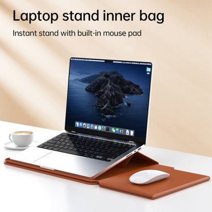 Multifunctional Laptop PU Magnetic Stand Split Liner Bag with Mouse Pad Function, Size:13-14 inch(Rose Gold) by bashfashion