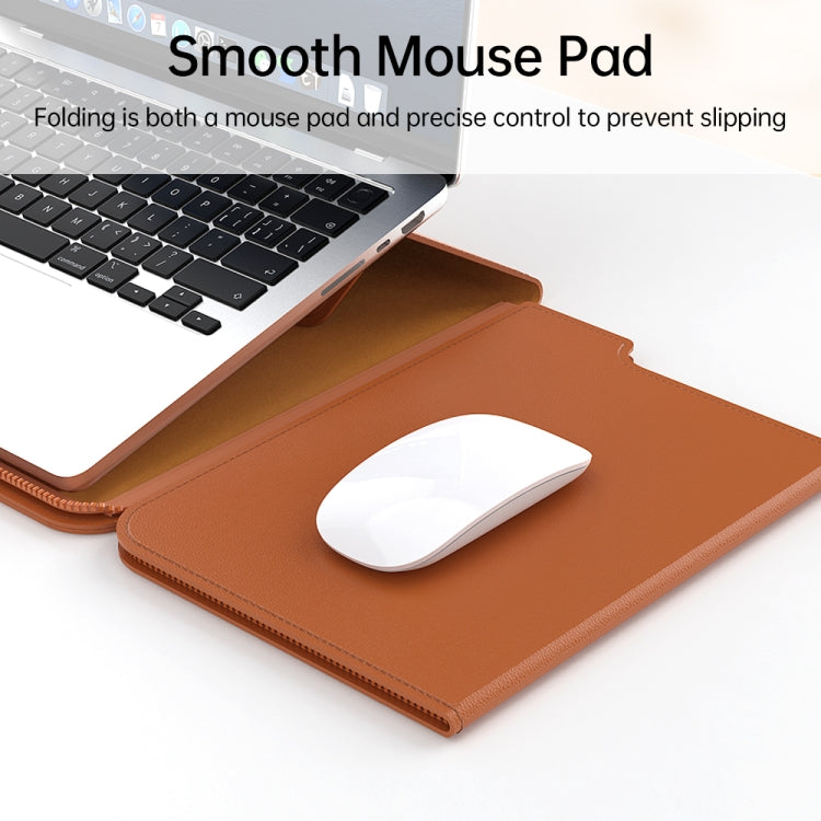 Multifunctional Laptop PU Magnetic Stand Split Liner Bag with Mouse Pad Function, Size:15 inch(Rose Gold) by bashfashion