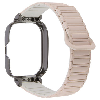 For Redmi Watch 5 / Watch 4 Metal Black Frame Integrated I-shaped Magnetic Silicone Watch Band(Milk Tea Rocky White) by bashfashion