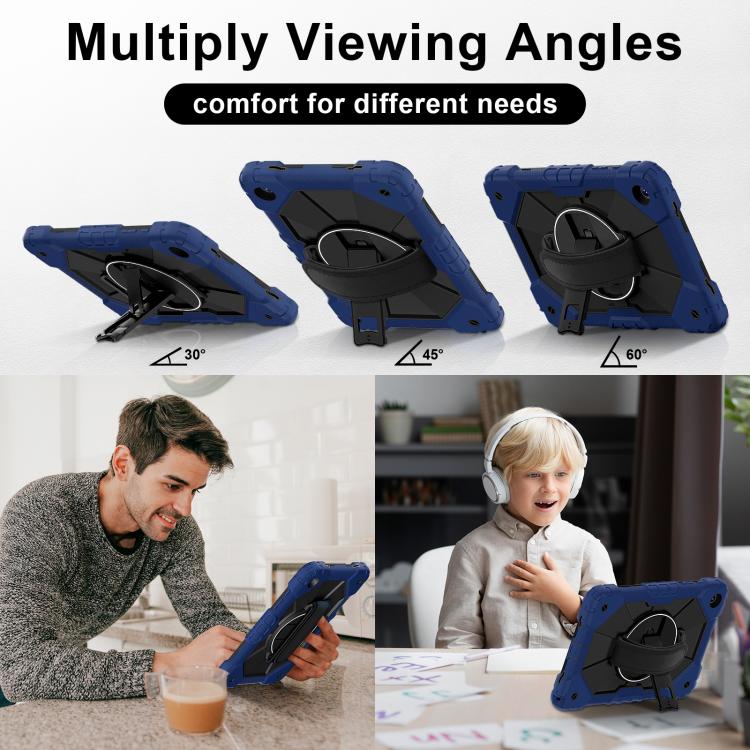 For Samsung Galaxy Tab A11+ / A9+ Contrast Color Robot Silicone Hybrid PC Tablet Case(Navy Black) by bashfashion