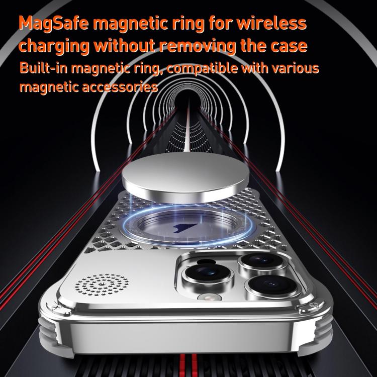 For iPhone 14 Pro Max R-JUST RJ-64 Aromatherapy Heat Dissipation MagSafe Phone Case with Stand(Black) by R-JUST