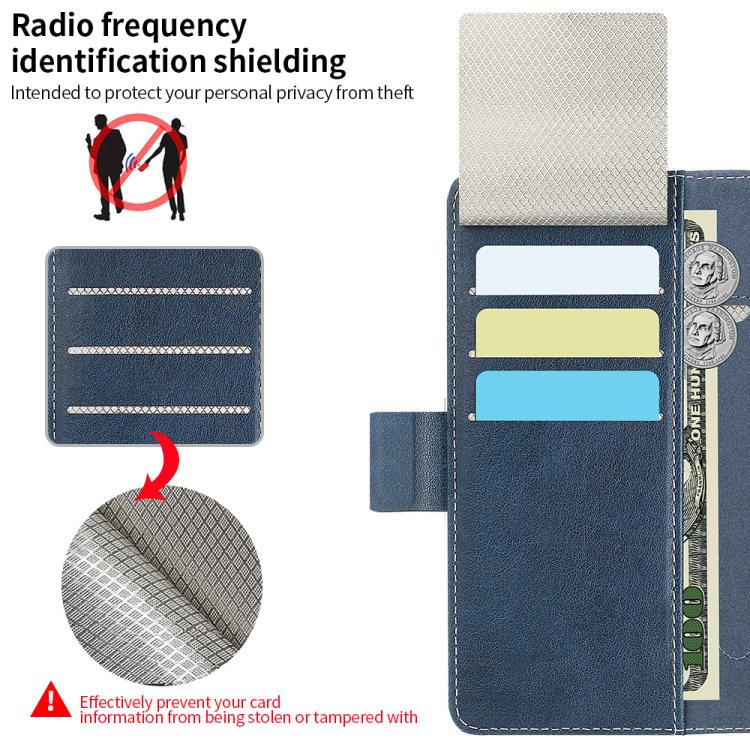 For Samsung Galaxy Z Fold5 VIETAO Integrated Spliced Leather Phone Case with Elastic Bowl Strap(Blue) by VIETAO