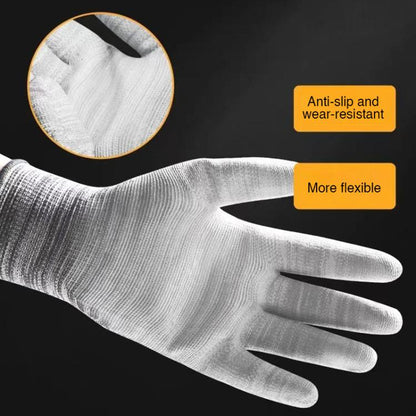 A Pair Striped PU Coated Palm Anti-static Labor Protection Gloves Random Color Delivery, Size:M by bashfashion