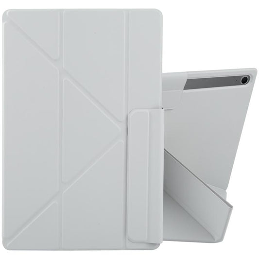 For Samsung Galaxy Tab S10+ / S9 FE+ Fixed Buckle Magnetic Deformation Leather Tablet Case(Grey) by bashfashion