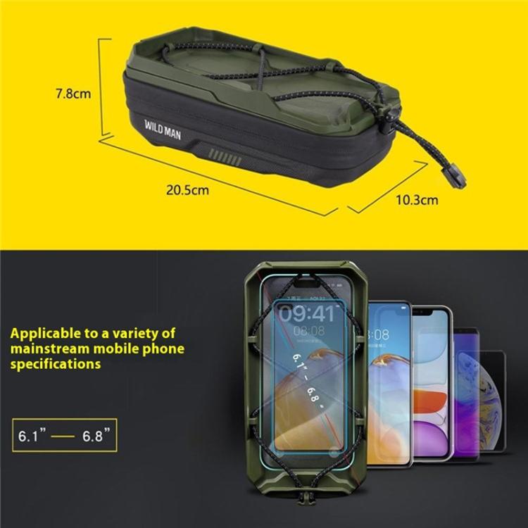 WILD MAN GX330 Mountain Bicycle Mobile Phone Holder EVA Hard Shell Handlebar Bag(Army Green) by WILD MAN