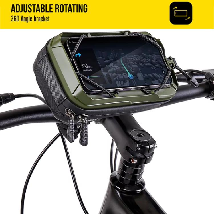 WILD MAN GX330 Mountain Bicycle Mobile Phone Holder EVA Hard Shell Handlebar Bag(Army Green) by WILD MAN