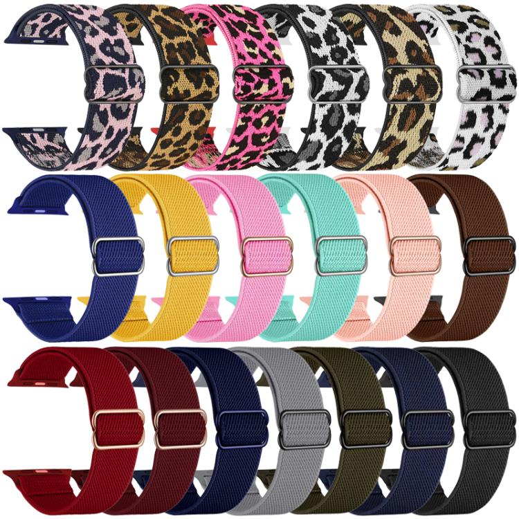For Apple Watch 38 / 40 / 41 / S10 42mm xDfind Adjustable Slide Buckle Elastic Nylon Watch Band(Yellow Leopard) by xDfind