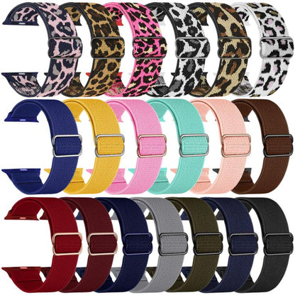For Apple Watch 38 / 40 / 41 / S10 42mm xDfind Adjustable Slide Buckle Elastic Nylon Watch Band(Yellow Leopard) by xDfind