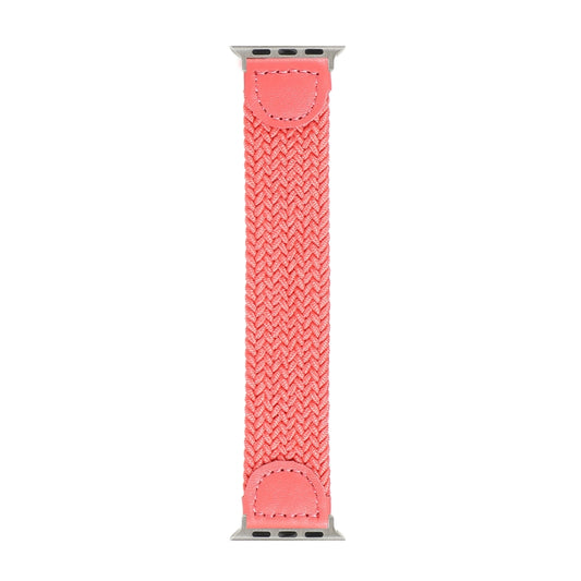Nylon + Leather Braided Watch Band For Apple Watch Series 7 41mm / 6 & SE & 5 & 4 40mm / 3 & 2 & 1 38mm, Size:M(Rose Red) by bashfashion