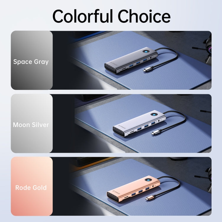 ORICO PW11-8PM Type-C / USB-C 8-in-1 5Gbps Multifunction Docking Station Card Reader (Silver) by ORICO