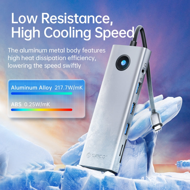 ORICO PW11-8PM Type-C / USB-C 8-in-1 5Gbps Multifunction Docking Station Card Reader (Silver) by ORICO