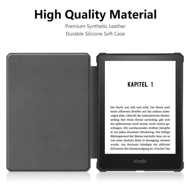 For Amazon Kindle Paperwhite 5 2021 ENKAY Solid Color Denim Texture Horizontal Flip Leather Tablet Case with Sleep / Wake-up Function(Black) by ENKAY