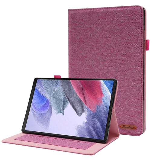 For Samsung Galaxy Tab A8 10.5 2021 Horizontal Flip Fabric PU Leather Tablet Case with Card Slots & Holder(Rose Red) by bashfashion
