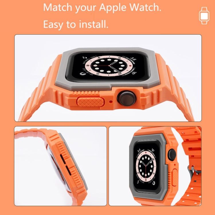 Silicone Strap with Case For Apple Watch Series 8&7 45mm / SE 2&6&SE&5&4 44mm / 3&2&1 42mm(Blue+White) by bashfashion