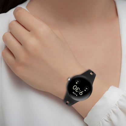 For Google Pixel Watch Water Drop Slimming Butterfly Button Solid Silicone Band(Black) by bashfashion