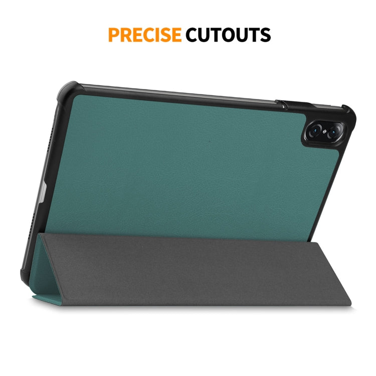 For Honor Pad V8 ENKAY Tri-fold Custer Texture Leather Smart Tablet Case(Dark Green) by ENKAY