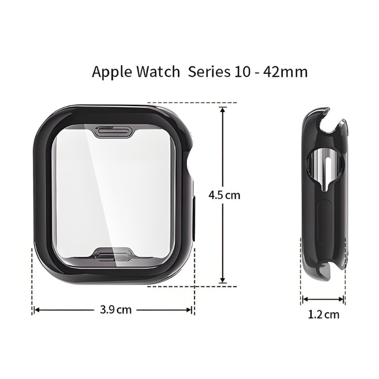 For Apple Watch Series 11 / 10 42mm ENKAY Hat-Prince Electroplated Soft TPU Case with Screen Film(Black) by ENKAY