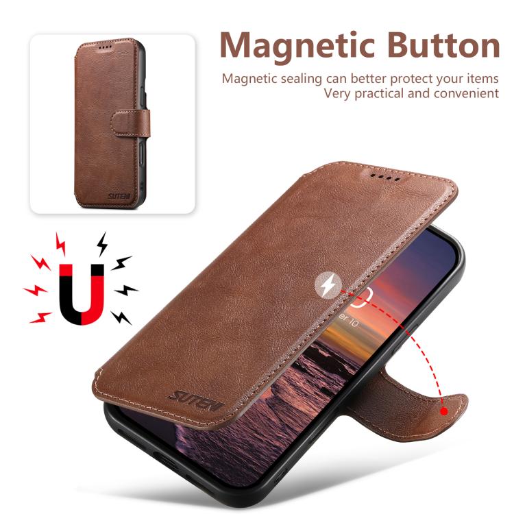 For iPhone 15 Pro Max Suteni Q05 2-in-1 Multi-function Detachable Wallet MagSafe Phone Case(Brown) by Suteni