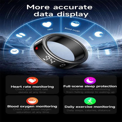 SY01 SIZE 8 Smart Ring, Support Heart Rate / Blood Oxygen / Sleep Monitoring / Multiple Sport Modes(Silver) by bashfashion