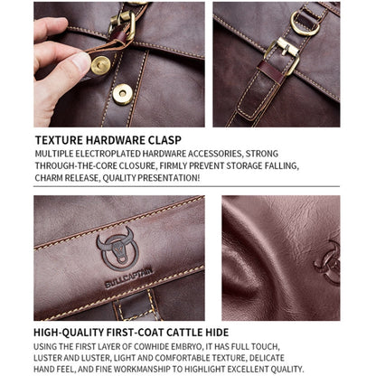 BULL CAPTAIN 302 First-Layer Cowhide Men Casual Shoulder Bag Leather Retro Briefcase(Obsmetrical Black) by BULL CAPTAIN