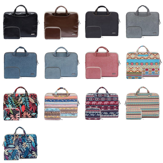 LiSEN LS-116 Simple Laptop Bag Business Laptop Liner Bag, Size: 15.6 inch(Canvas Diamond Lattice Light Green) by LiSEN