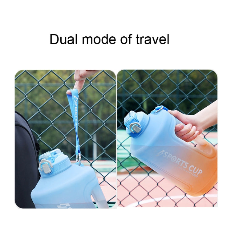 3800ml Large Capacity Gradient Straw Cup Sports Bottle With Scale(Black) by bashfashion