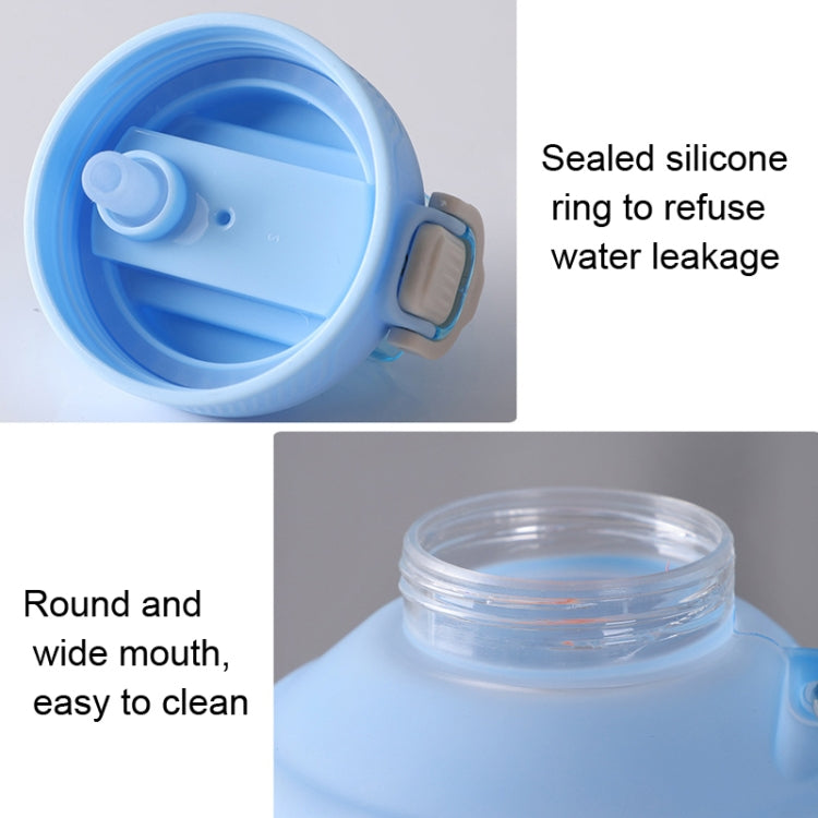 3800ml Large Capacity Gradient Straw Cup Sports Bottle With Scale(Black) by bashfashion