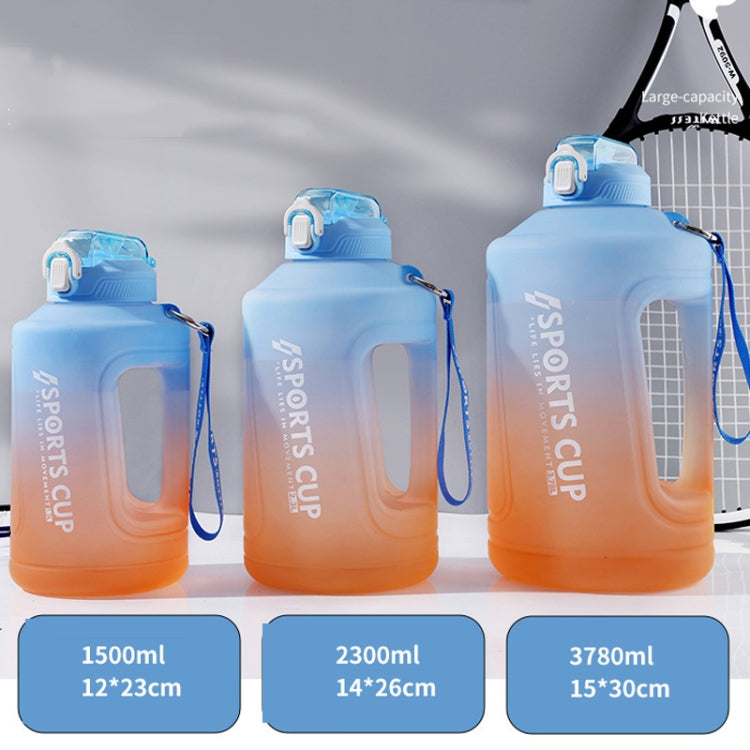 3800ml Large Capacity Gradient Straw Cup Sports Bottle With Scale(Black) by bashfashion