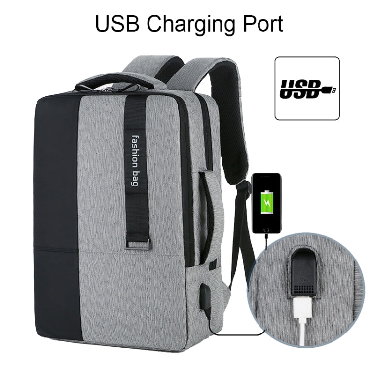 140 Large-capacity Business Commuter Laptop Backpack with USB Charging Interface(Grey) by bashfashion
