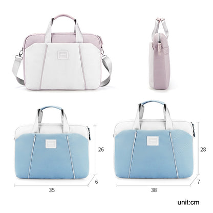 15.6 inch Computer Handheld Messenger Bag For Apple MacBook / Huawei / Xiaomi / Basne(Ladder hand gray+gray PU power package) by bashfashion