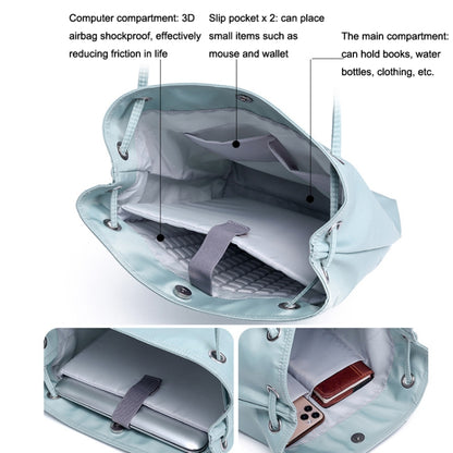 For Apple Macbook Shoulder / Handheld / Messenger Computer Bag, Size: Small(Lake blue+gray PU Power Bag) by bashfashion
